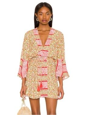 Maaji Joy Caftan Boho Floral Mini Dress | Festival Resort Chic
